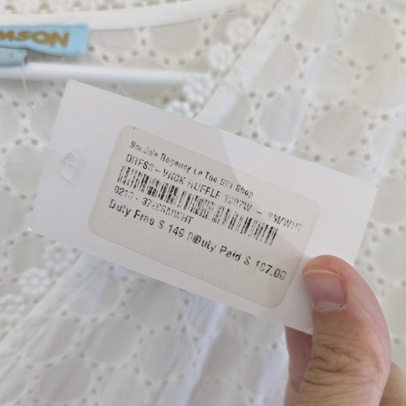 Samson Dress Women's Small White Eyelet V-neck Boho Beach - Picture 8 of 8